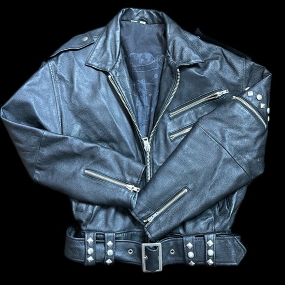 Vintage Other - Vintage Leather Studded Moto Biker Jacket